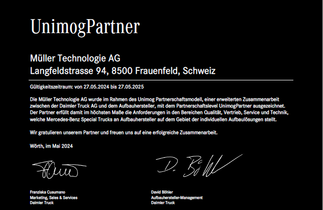 Müller Technologie est partenaire d'Unimog