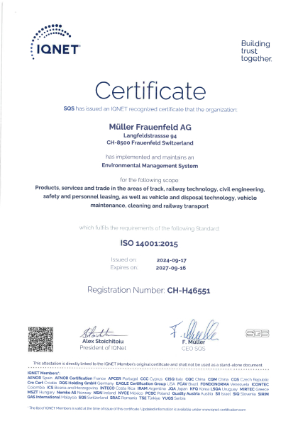 Zertifikat ISO 14001 Englisch