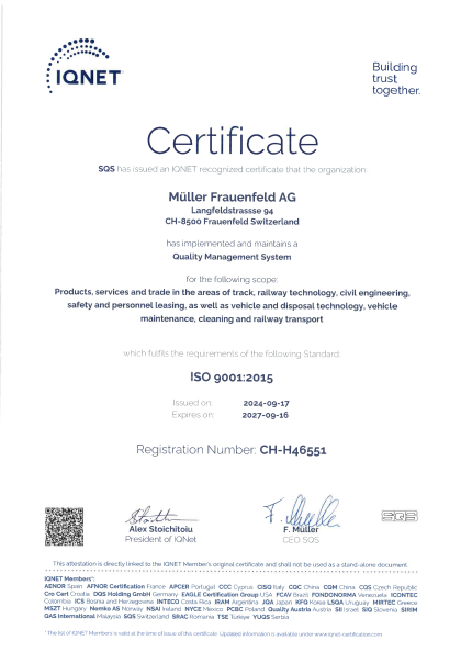 Zertifikat ISO 9001 Englisch